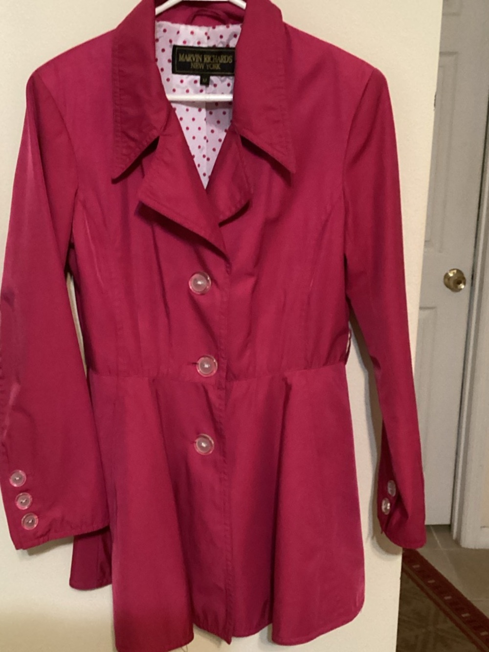 Marvin Richards Raspberry Pink Women's Trench Coat